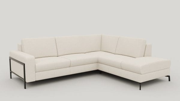 Henders & Hazel Napels 2.5-zitsbank arm links+ottomane big rechts - arm 4 - poot 13 cm. - vada - creme Beige|Wit Bank