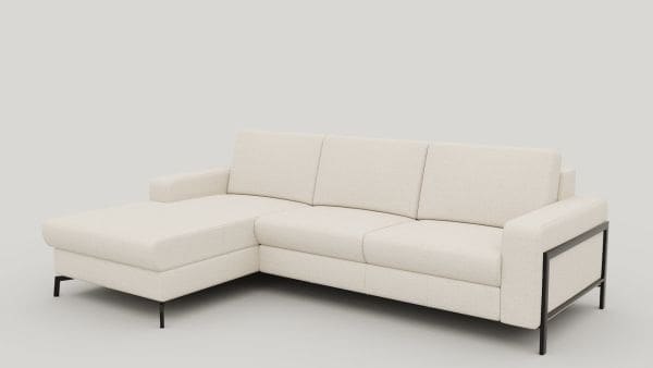 Henders & Hazel Napels longchair links+2.5-zitsbank arm rechts - arm 4 - poot 13 cm. - vada - creme Beige|Wit Bank