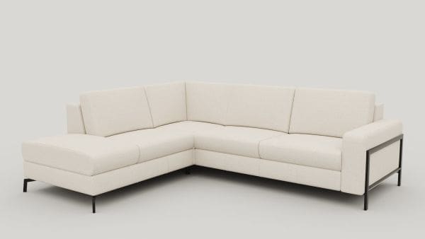 Henders & Hazel Napels ottomane big links+2.5-zitsbank arm rechts - arm 4 - poot 13 cm. - vada - creme Beige|Wit Bank