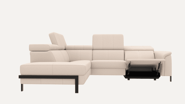 Henders & Hazel Tycan ottomane big links+3-zitsbank arm rechts + designpoten + pocket + relax zero-gravity - nubucco Antraciet|Grijs Bank