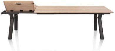 Henders & Hazel Zamora uitschuiftafel 210 (+ 80 cm) x 100 cm - metalen poot Naturel|Bruin Eettafel
