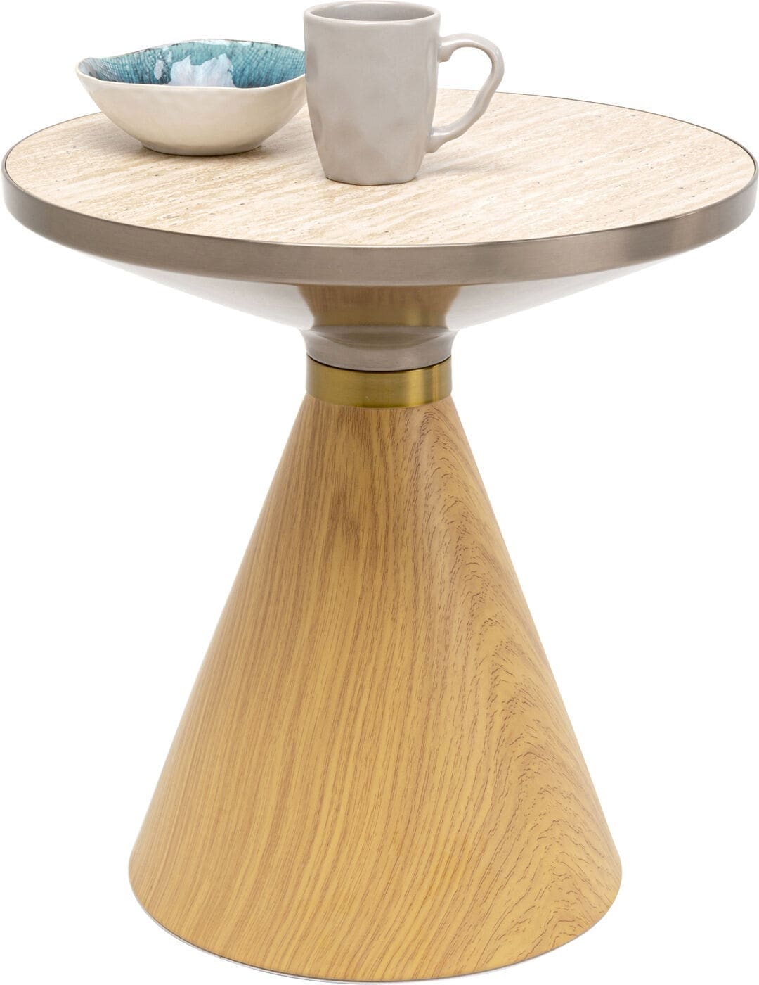 Salontafel Cono Oak Travertin Ø50cm Kare Design Salontafel 70658