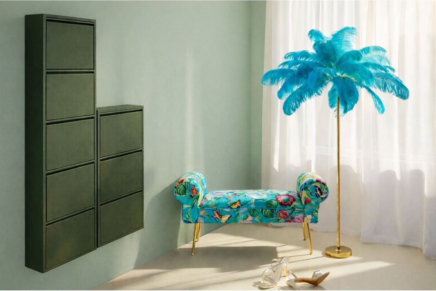 Schoenenkast Paolo 3 Olive (MO) Kare Design Schoenenkast 71543