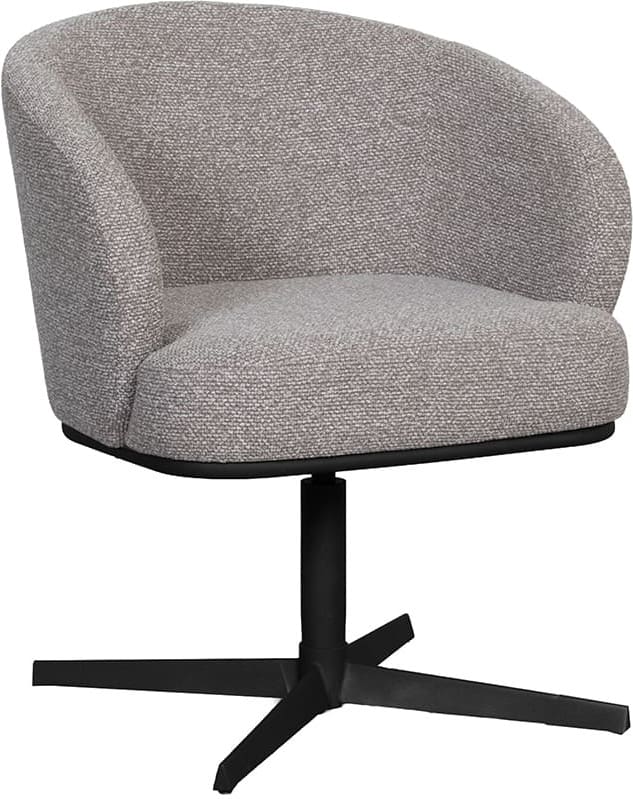 LABEL51 Eetkamerstoel Cannes - Mushroom - Royal Boucle - Zwart Metalen Frame Eetkamerstoel