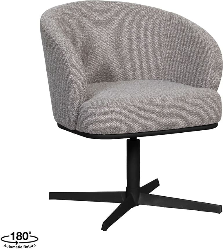 LABEL51 Eetkamerstoel Cannes - Mushroom - Royal Boucle - Zwart Metalen Frame  Eetkamerstoel
