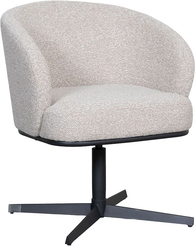 LABEL51 Eetkamerstoel Cannes - Naturel - Royal Boucle - Zwart Metalen Frame Naturel Eetkamerstoel