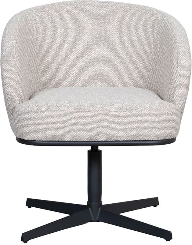 LABEL51 Eetkamerstoel Cannes - Naturel - Royal Boucle - Zwart Metalen Frame Naturel Eetkamerstoel