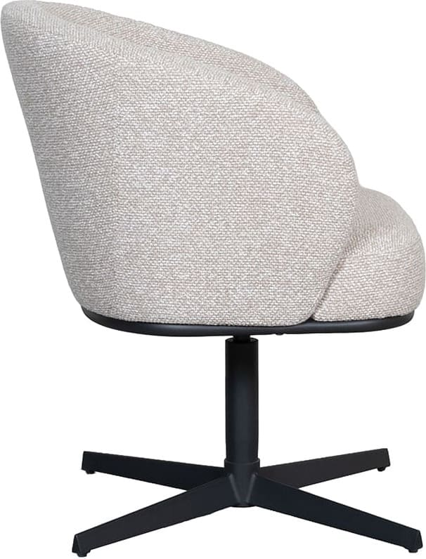 LABEL51 Eetkamerstoel Cannes - Naturel - Royal Boucle - Zwart Metalen Frame Naturel Eetkamerstoel