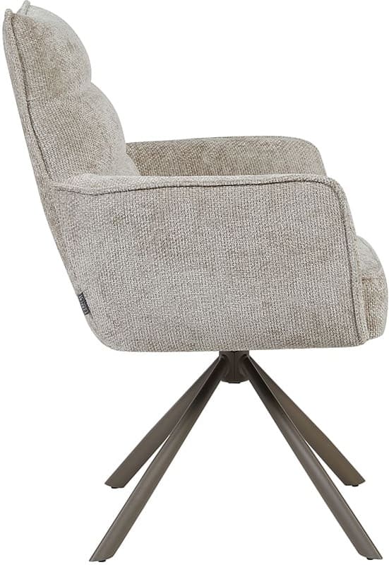 LABEL51 Eetkamerstoel Dubai - Naturel - Haga - Brons Metalen Frame Naturel Eetkamerstoel