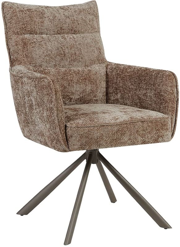 LABEL51 Eetkamerstoel Dubai - Taupe - Haga - Brons Metalen Frame Taupe Eetkamerstoel