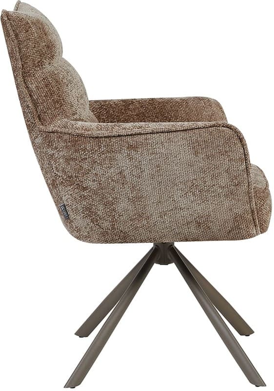 LABEL51 Eetkamerstoel Dubai - Taupe - Haga - Brons Metalen Frame Taupe Eetkamerstoel