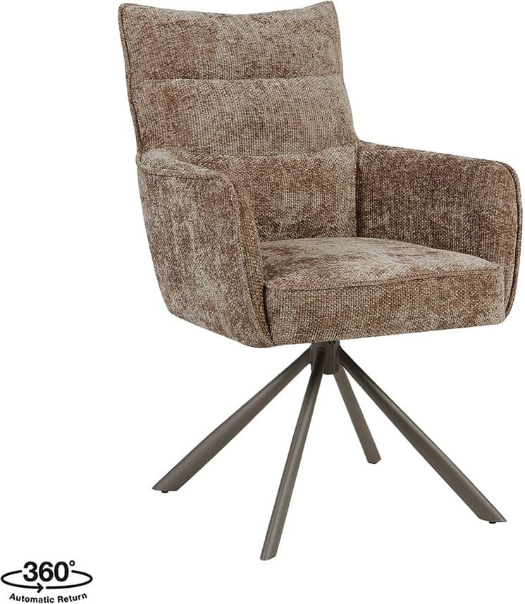 LABEL51 Eetkamerstoel Dubai - Taupe - Haga - Brons Metalen Frame Taupe Eetkamerstoel