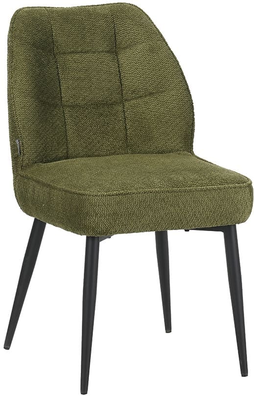 LABEL51 Eetkamerstoel Liam - Hunter - Egon - Zwart Metalen Frame Groen Eetkamerstoel