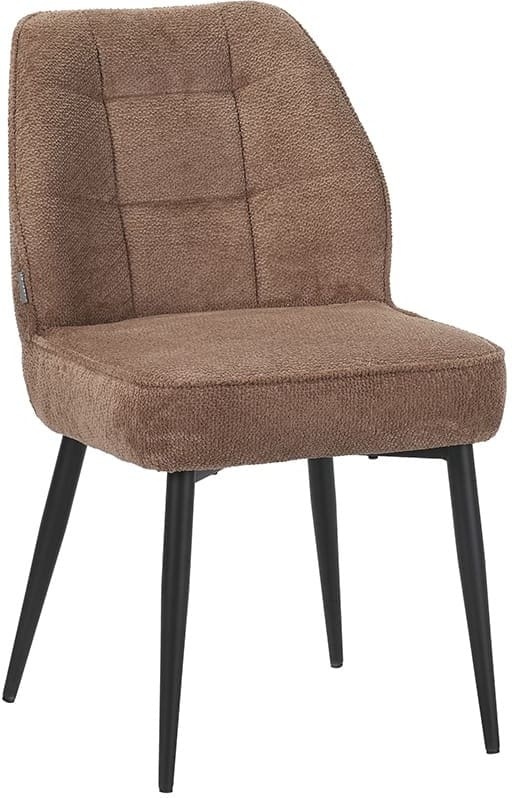 LABEL51 Eetkamerstoel Liam - Taupe - Egon - Zwart Metalen Frame Taupe Eetkamerstoel