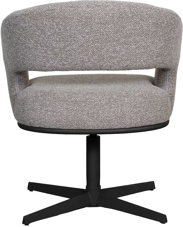 LABEL51 Eetkamerstoel Monaco - Mushroom - Royal Boucle - Zwart Metalen Frame Eetkamerstoel