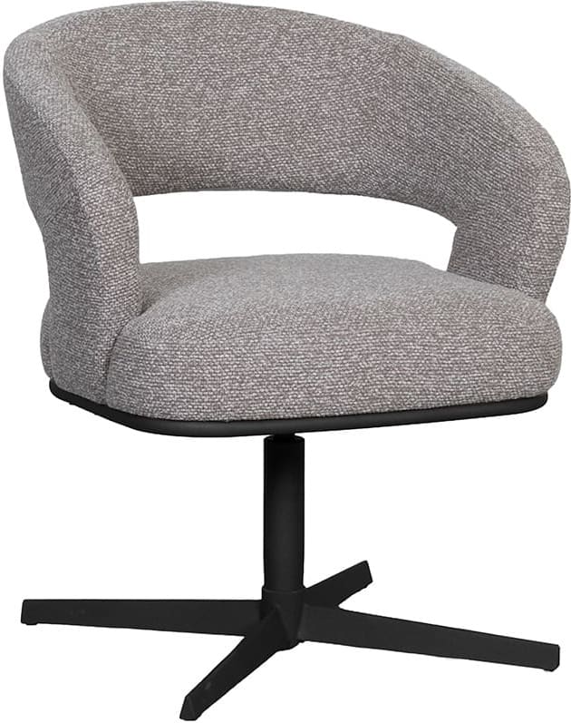LABEL51 Eetkamerstoel Monaco - Mushroom - Royal Boucle - Zwart Metalen Frame Eetkamerstoel