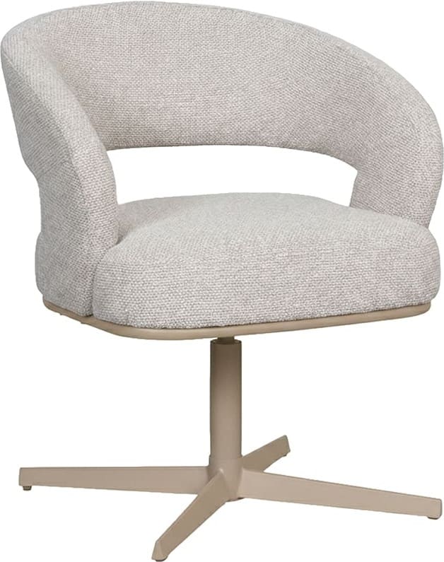 LABEL51 Eetkamerstoel Monaco - Naturel - Royal Boucle - Taupe Metalen Frame Naturel Eetkamerstoel