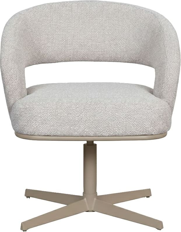 LABEL51 Eetkamerstoel Monaco - Naturel - Royal Boucle - Taupe Metalen Frame Naturel Eetkamerstoel