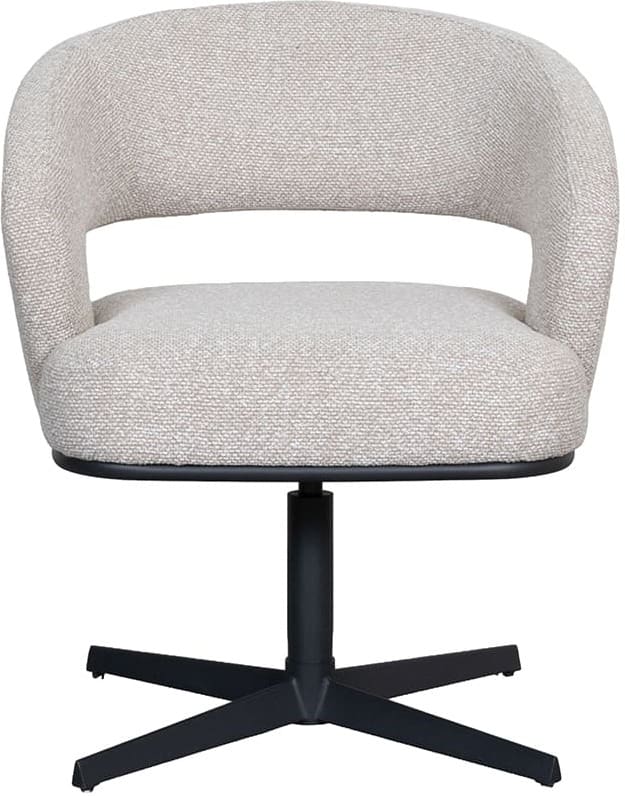 LABEL51 Eetkamerstoel Monaco - Naturel - Royal Boucle - Zwart Metalen Frame Naturel Eetkamerstoel