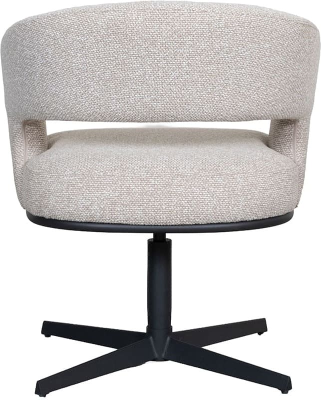 LABEL51 Eetkamerstoel Monaco - Naturel - Royal Boucle - Zwart Metalen Frame Naturel Eetkamerstoel