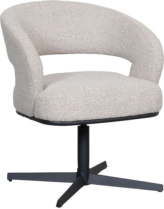LABEL51 Eetkamerstoel Monaco - Naturel - Royal Boucle - Zwart Metalen Frame Naturel Eetkamerstoel
