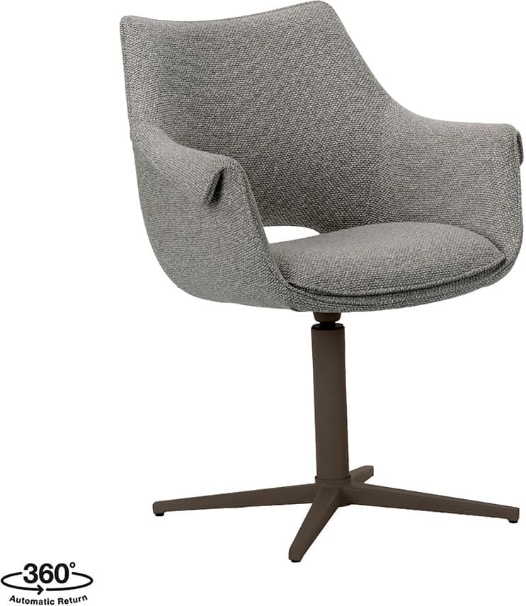 LABEL51 Eetkamerstoel Nozomi - Mushroom - Royal Boucle - Brons Metalen Frame Eetkamerstoel