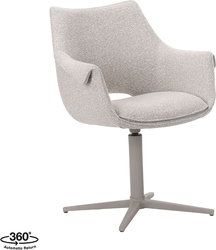 LABEL51 Eetkamerstoel Nozomi - Naturel - Royal Boucle - Taupe Metalen Frame Naturel Eetkamerstoel