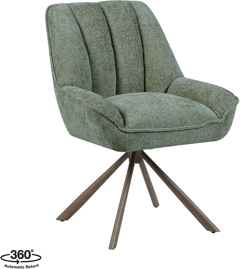 LABEL51 Eetkamerstoel Reims - Hunter - Haga - Brons Metalen Frame Groen Eetkamerstoel
