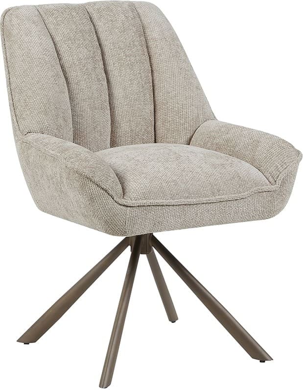 LABEL51 Eetkamerstoel Reims - Naturel - Haga - Brons Metalen Frame Naturel Eetkamerstoel
