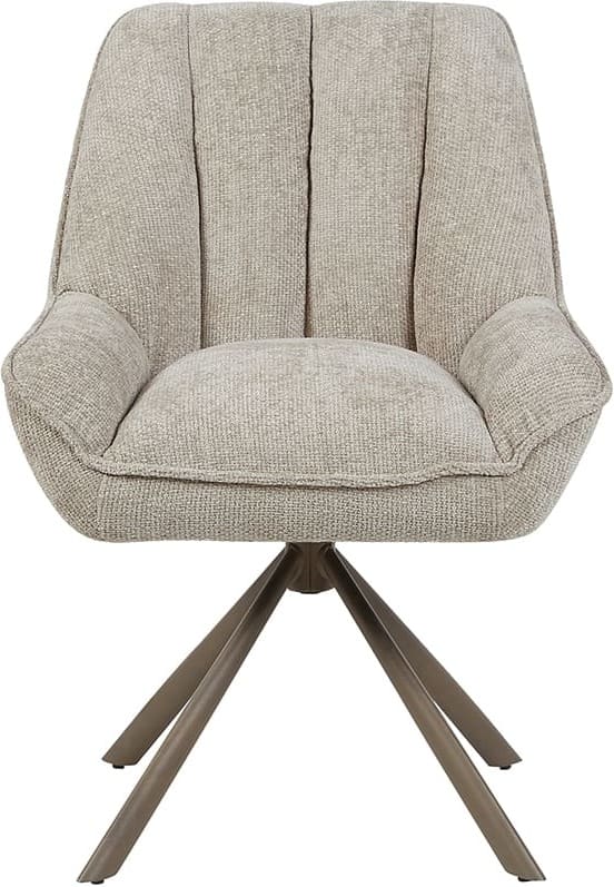 LABEL51 Eetkamerstoel Reims - Naturel - Haga - Brons Metalen Frame Naturel Eetkamerstoel