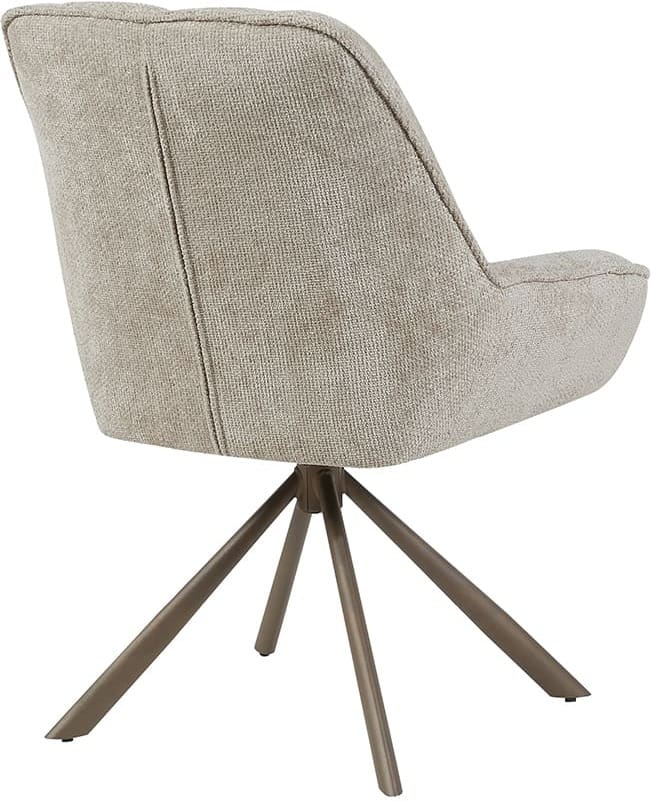 LABEL51 Eetkamerstoel Reims - Naturel - Haga - Brons Metalen Frame Naturel Eetkamerstoel