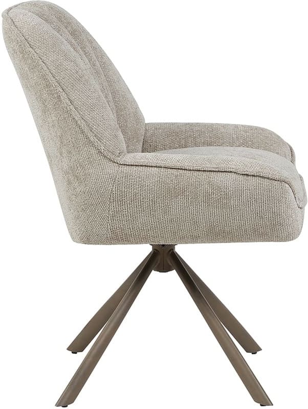 LABEL51 Eetkamerstoel Reims - Naturel - Haga - Brons Metalen Frame Naturel Eetkamerstoel