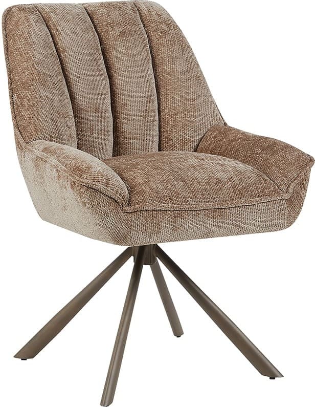 LABEL51 Eetkamerstoel Reims - Taupe - Haga - Brons Metalen Frame Taupe Eetkamerstoel