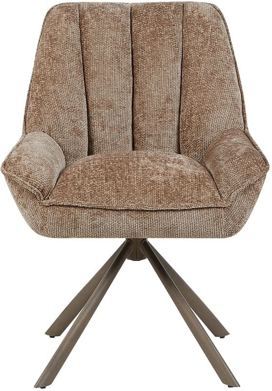 LABEL51 Eetkamerstoel Reims - Taupe - Haga - Brons Metalen Frame Taupe Eetkamerstoel