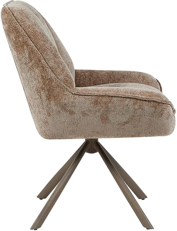LABEL51 Eetkamerstoel Reims - Taupe - Haga - Brons Metalen Frame Taupe Eetkamerstoel