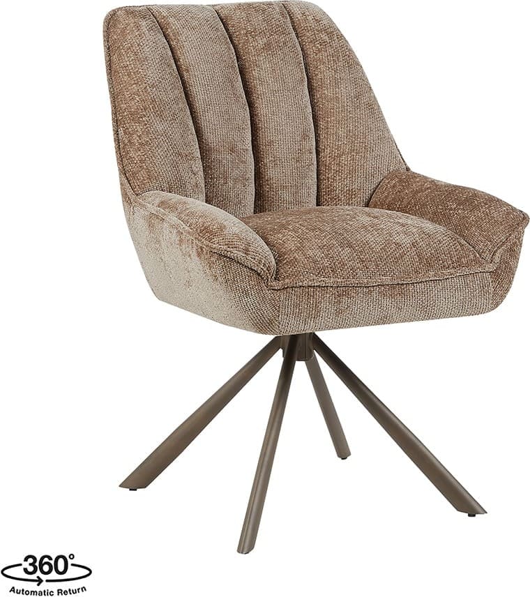 LABEL51 Eetkamerstoel Reims - Taupe - Haga - Brons Metalen Frame Taupe Eetkamerstoel