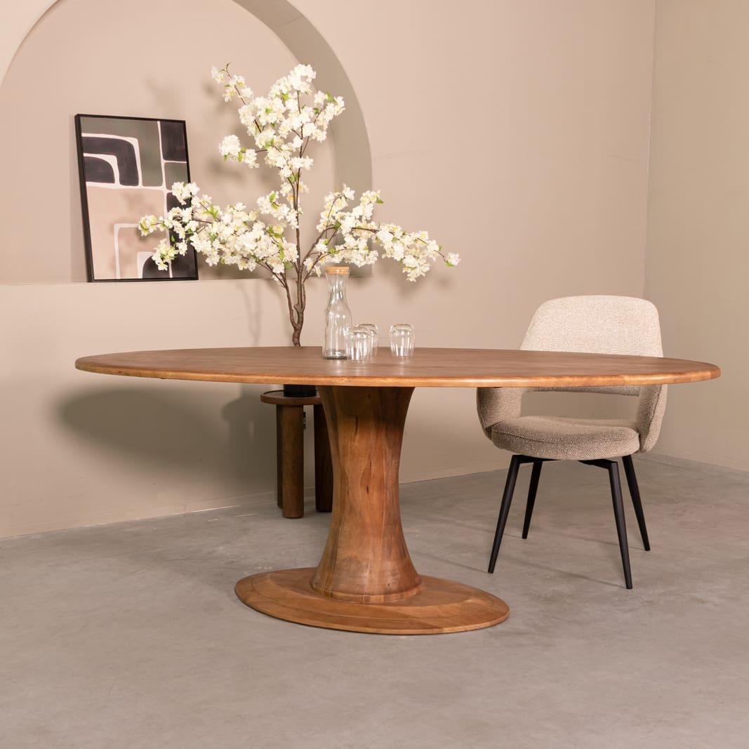 LABEL51 Eetkamertafel Craft - Nature Smooth - Mangohout - 230 cm - Ovaal  Eettafel