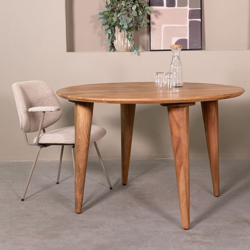 LABEL51 Eetkamertafel Fly - Nature Smooth - Mangohout - 120 cm - Rond Eettafel