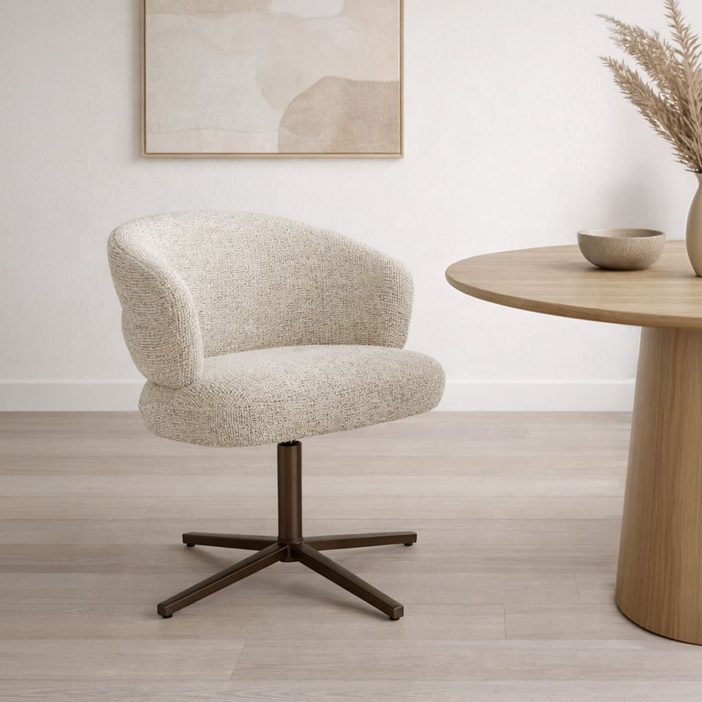 Livingfurn Eetkamerstoel Blake Beige Beige|Wit Eetkamerstoel