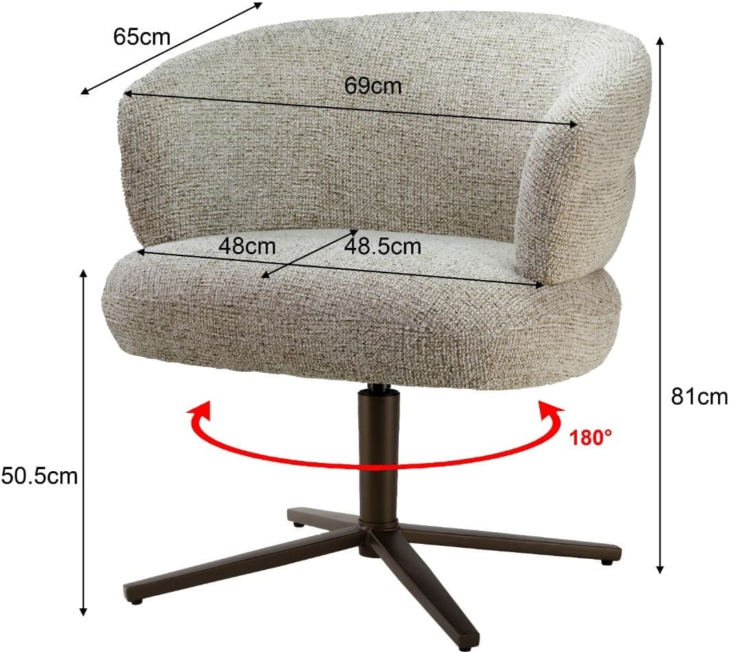Livingfurn Eetkamerstoel Blake Beige Beige|Wit Eetkamerstoel