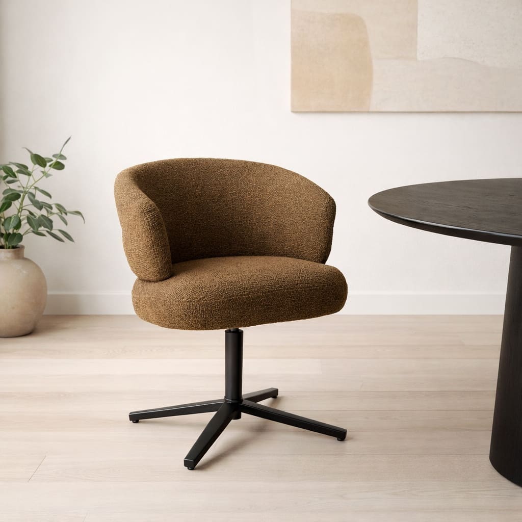 Livingfurn Eetkamerstoel Blake Caramel Bruin|Cognac Eetkamerstoel
