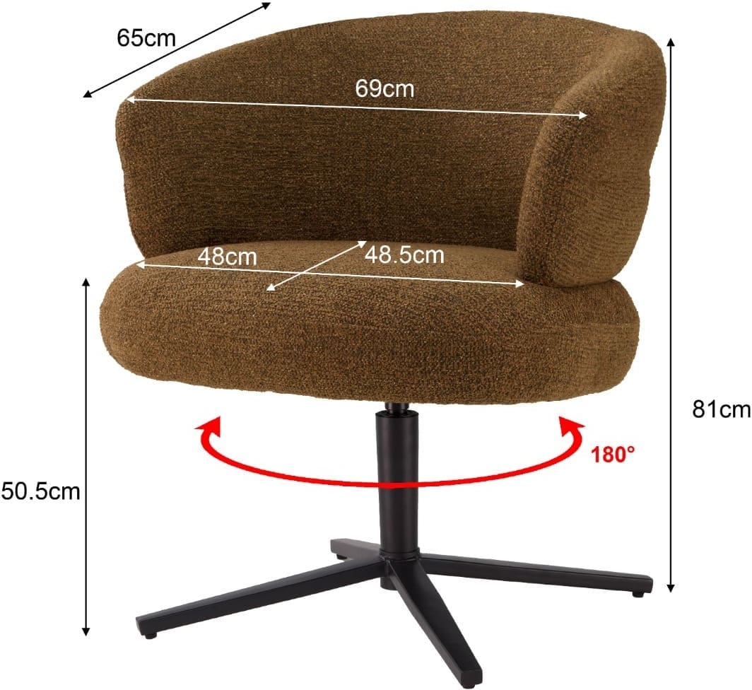 Livingfurn Eetkamerstoel Blake Caramel Bruin|Cognac Eetkamerstoel