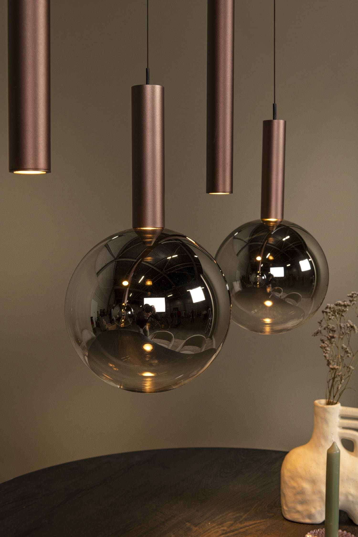 Jasmine Hanglamp Led Dimb. Cct 7x4w 2200k/3300k - Koper Lucide Hanglamp 74420/07/65