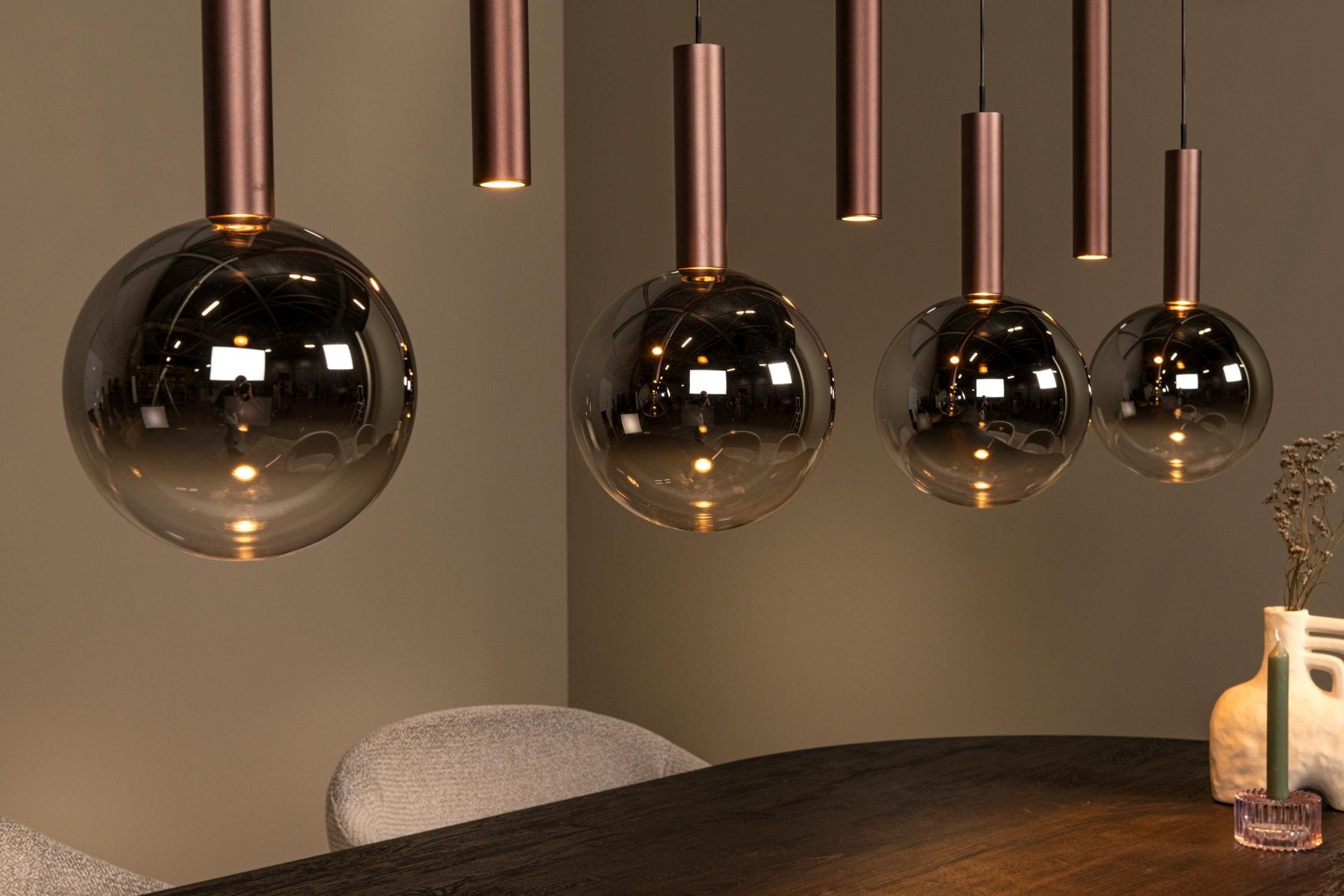 Jasmine Hanglamp Led Dimb. Cct 7x4w 2200k/3300k - Koper Lucide Hanglamp 74420/07/65
