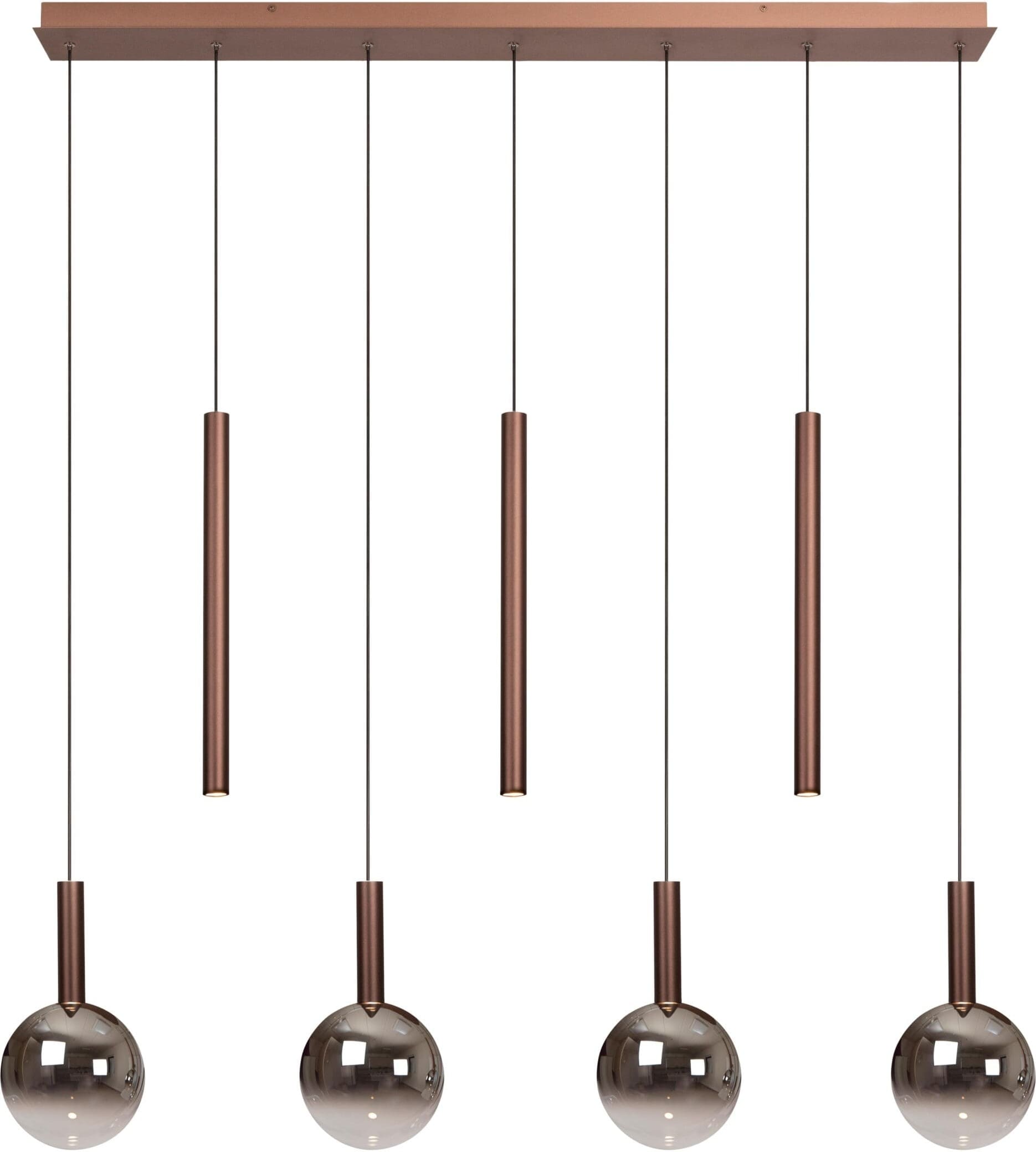 Jasmine Hanglamp Led Dimb. Cct 7x4w 2200k/3300k - Koper Lucide Hanglamp 74420/07/65