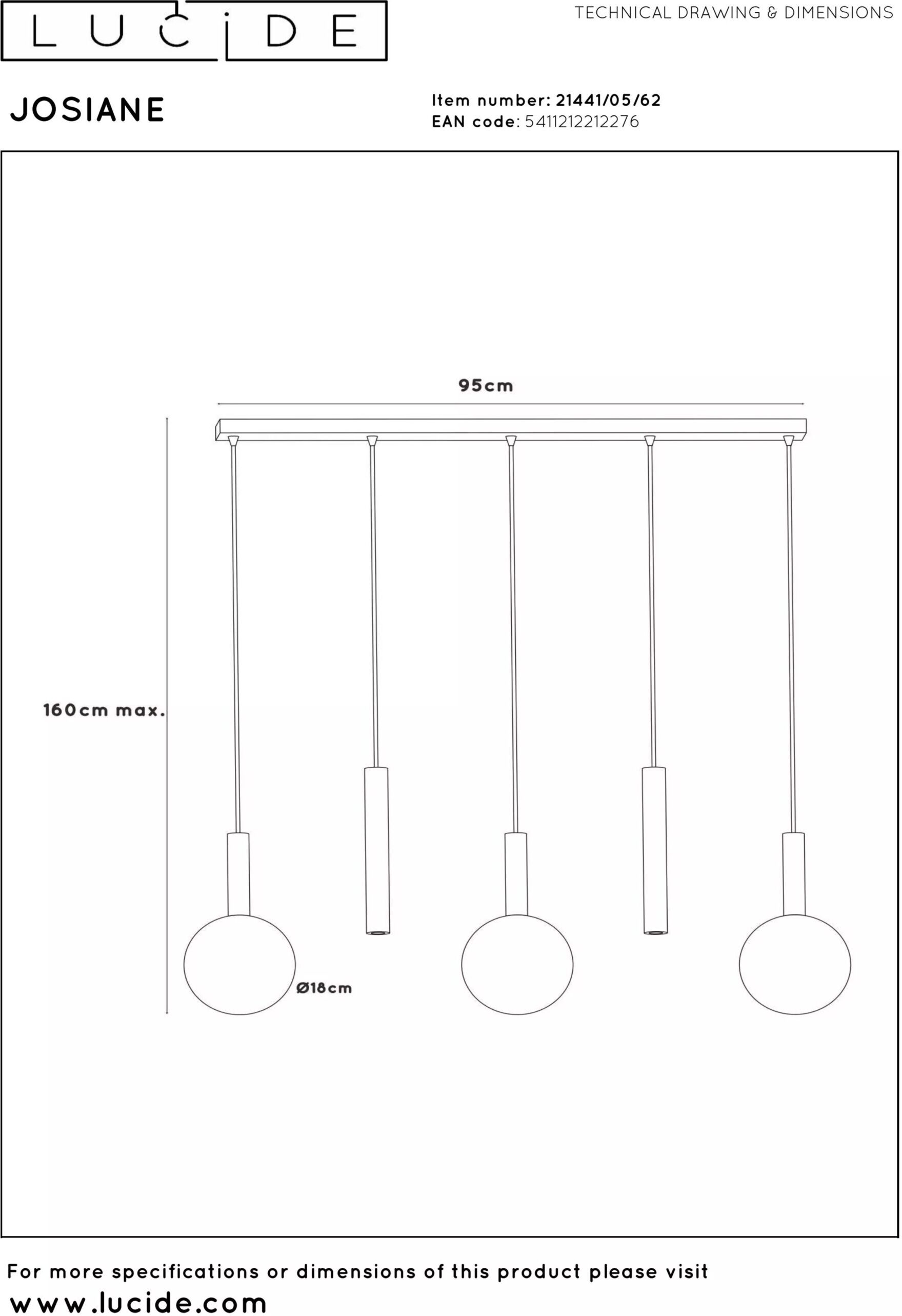 Josiane Hanglamp - Amber | Vibes Lucide Hanglamp 21441/05/62