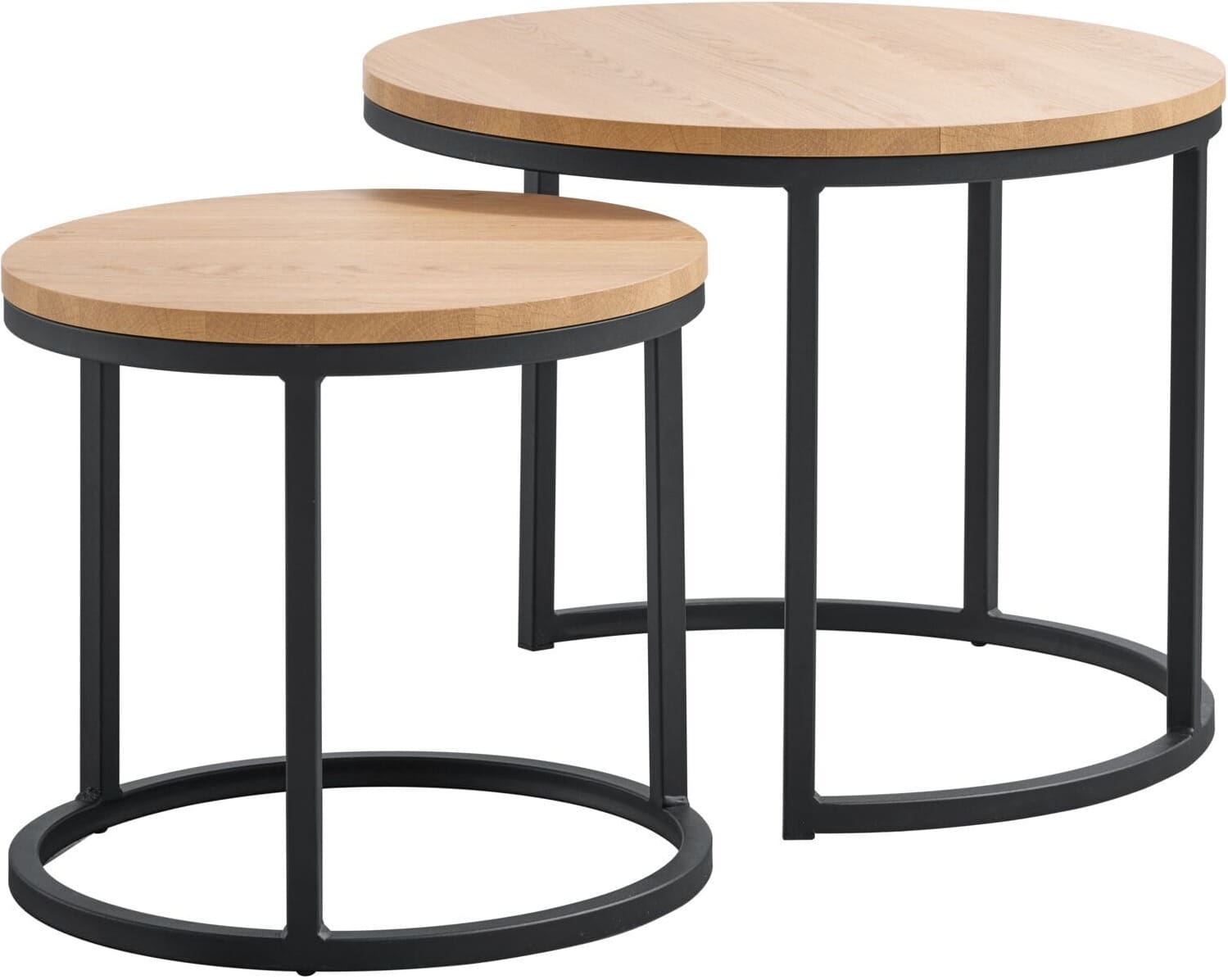 Profijt Meubel Bijzettafelset Budrio lichtbruin 45 en 60 cm rond Bruin Bijzettafel