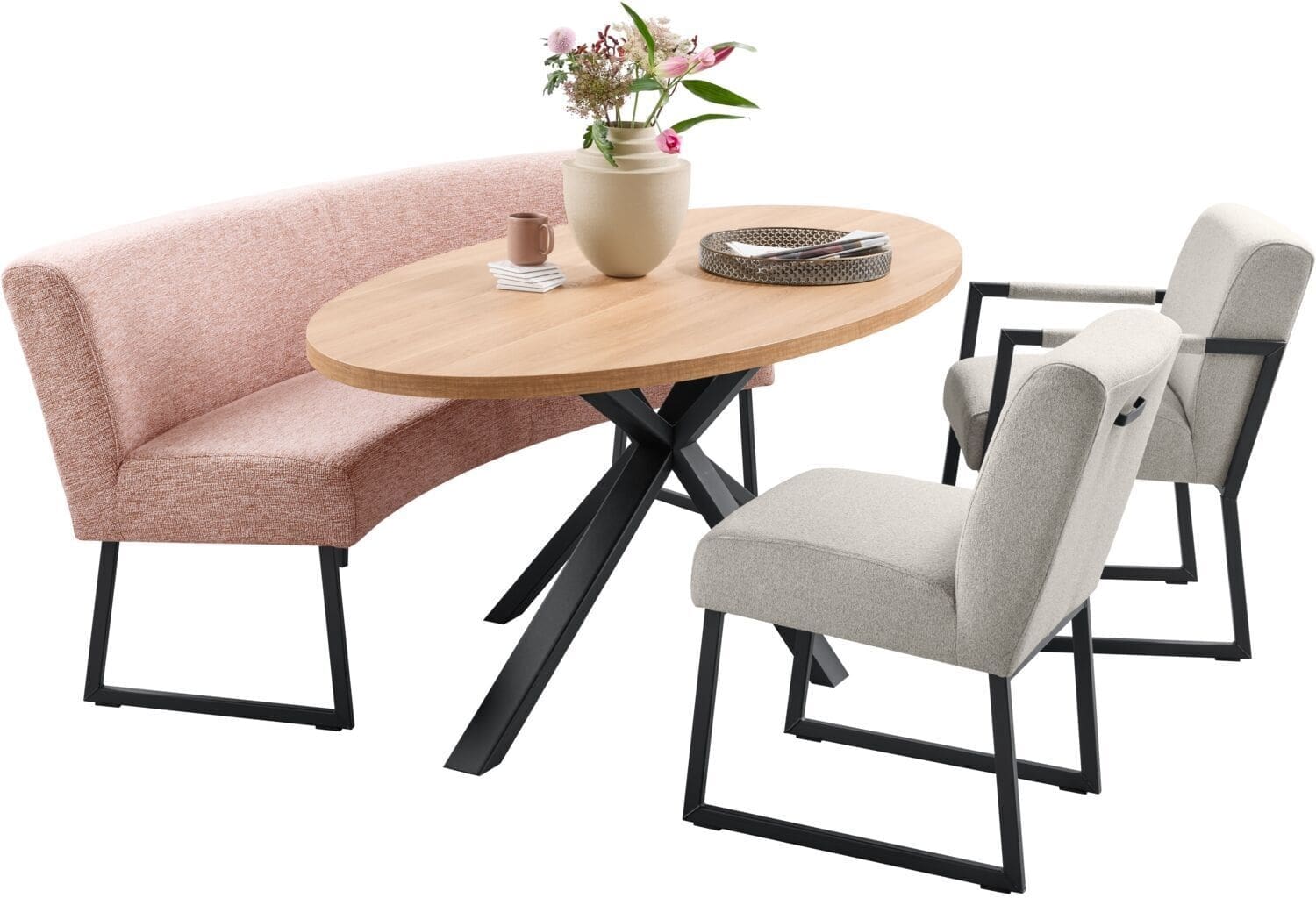 Profijt Meubel Eettafel Caltana 170x105 cm lichtbruin ovaal Bruin Eettafel