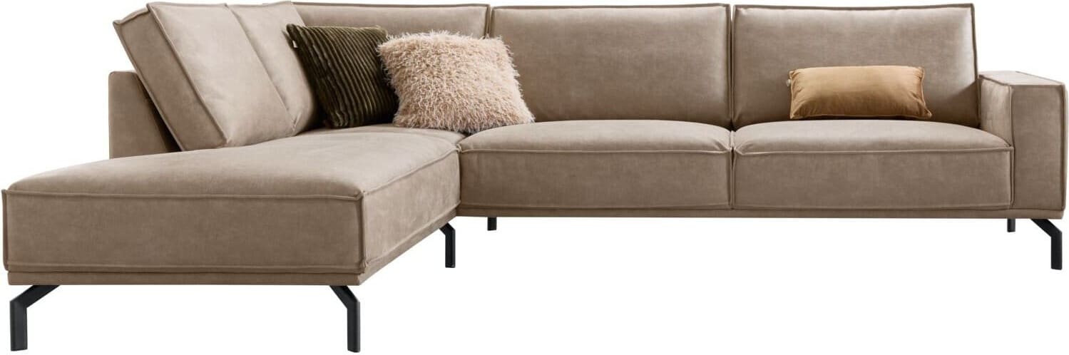 Profijt Meubel Hoekbank links Alburg microleder taupe basic comfort Taupe Hoekbank