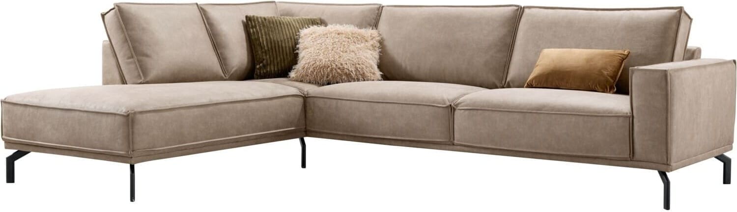 Profijt Meubel Hoekbank links Alburg microleder taupe basic comfort Taupe Hoekbank